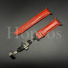 38-49 MM Red Leather Lizard Band Strap For Apple Watch Series 10 9 8 7 6 5 4 3 2