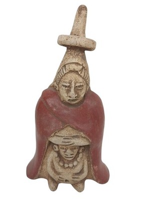 Guatemalan Clay Figurine Statue Sculpture With Traditional Attire & Headdress