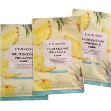 Vitamasoues Sheet Mask Fruit Enzyme Pineapple Glow 90 Natural Lot Of 3