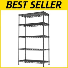 5-Tier Black Metal Garage Shelving 1600lbs Capacity