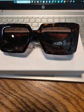 WOMENS PRADA PR 23YS SQUARE DARK BROWN MADE IN ITALY