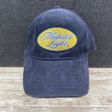 Michelob Light Blue Strapback Hat Cap Corduroy OSFA VTG