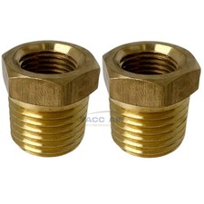 2 Pack 1/4" Male x 1/8" Female NPT Hex Reducer Bushing Adapter Pipe Fitting