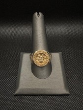 Anillo moneda centenario oro 14K real llave griega estilo Rolex lados talla 11 para hombre