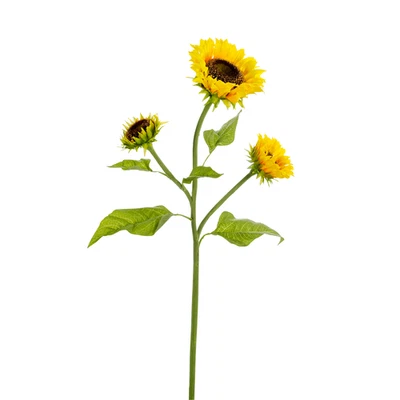 Künstliche Sonnenblume mit 3 Blüten 87 cm Kunstpflanze Kunst-Sonnenblume Deko - Bild 1 von 3