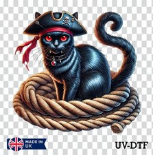 Vampire Pirate Cat UV DTF Sticker - Glass Laptop Tumbler Wall Cup gt444
