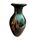 Murano Glass Black Vase With Gold Glitter Green Purple Bronze Blue