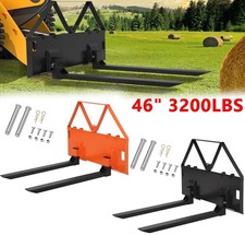 46" 3200lbs Quick Tach Pallet Forks Attachmemt for Tractor Skid Steer Heavy Duty
