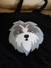 Adorable Artisan Crafted Appliqu  Dog Tote Bag   Customizable Canvas Bag Color