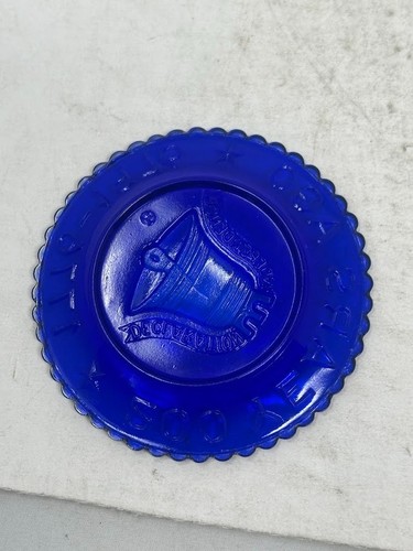Mosser Cup Plate 1776-1976 Bicentennial 200 Years Ago Liberty Bell Cobalt Blue - Picture 2 of 3