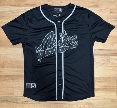 Alice Cooper Baseball Jersey Large Ol Black Eyes Is Back Tour 19 Skull Patch Men