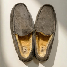 UGG Australia Ascot Slippers Men's Size US 12 Gray Suede Shearling-Lined