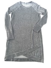 Athleta Criss Cross Sweatshirt Midi Dress Long Sleeve Pullover Grey Large Velour