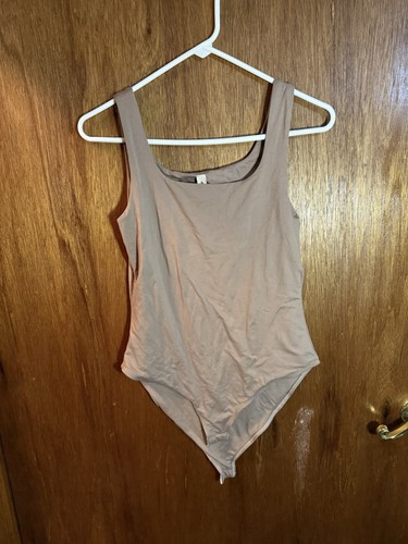 Vanilla Bay Beige Solid Women’s One-Piece Bodysuit, Size S Regular