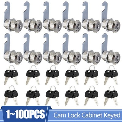 1-100X Security Cabinet Cam Lock Set Toolbox Mailbox Drawer Cupboard Alike Keys