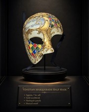 Venetian Masquerade Half Face Mask Gold Harlequin Music Notes Wall Decor