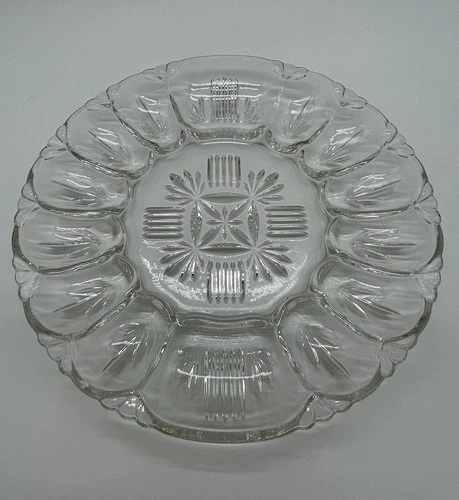 Vintage 1950s Federal Glass Georgetown 10.75” 12-Slot Deviled Egg Tray/Plate