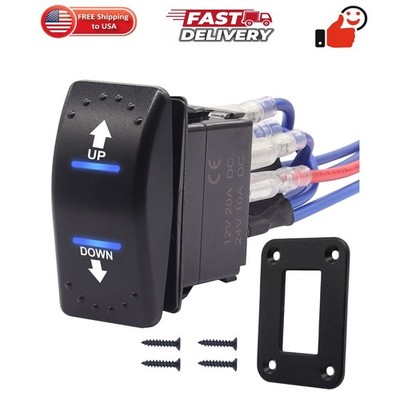 20A 12V Polarity Reversing Momentary Rocker Switch DC Motor Control 7Pin Up D...
