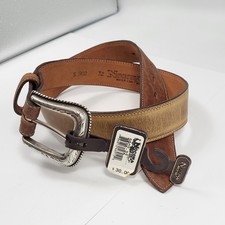 Vintage Nocona Distressed leather belt USA Made sz 32 Western Rodeo Buckle