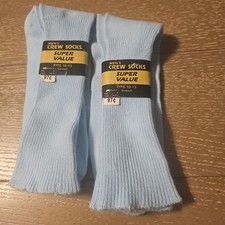  2 Pair NOS Kmart Men 10-13 Light Blue Crew Socks Super Value