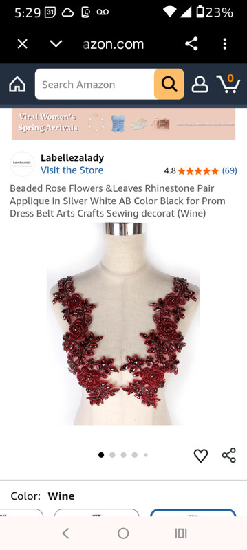 LeBelleza 2 -Red Rose & Leaves Beaded Appliques NEW.