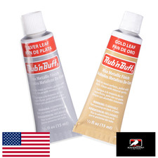AMACO Rub n Buff Wax Metallic Finish 2 Color Kit - Gold Leaf Silver Leaf