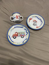 Tiffany  Co Fire Station, Dalmation Childs Cup, Bowl, Plate Japan 2005 Used