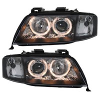 Scheinwerfer Klarglas Angel Eyes FüR Audi A6 4B C5 Bj. 1997-2001 Schwarz