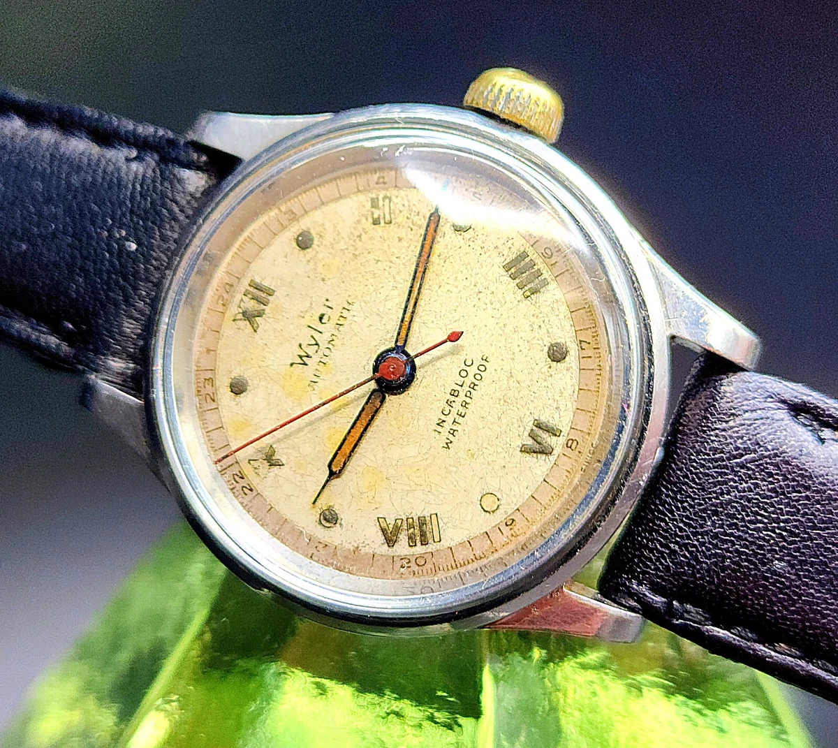 Vintage WYLER Automatic 1950 s Waterproof Men s Watch W Roman