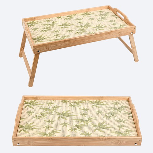 Bamboo Wooden Bed Tray With Folding Legs Serving Breakfast Tea Lap Table Mate - Picture 8 of 22