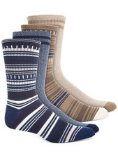 Sun  Stone Men's 4-Pk. Double Stripe Crew Socks Multi Size 10-13