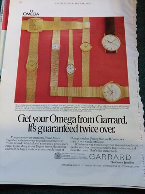 A3s Ephemera 1970 Werbung Garrard Uhr Omega Range 
