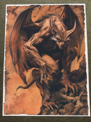 #ad Jersey Devil Cryptid Monster Illustration Poster 18x24in $18.95