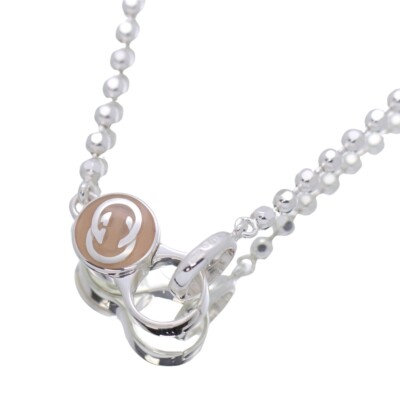 GUCCI Interlocking G Pendant Necklace Ballchain Pink Silver Ag925 Mint Used 