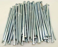 (25) Hex Head 3/8 x 10" Lag Bolts Zinc Plate Wood Screws