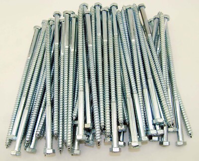 (25) Hex Head 3/8 x 10'' Lag Bolts Zinc Plate Wood Screws