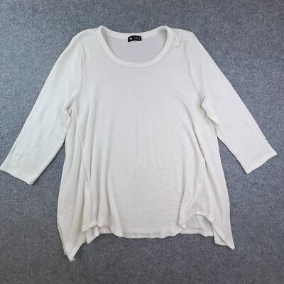 Vission Blouse Womens Extra Large Long Sleeve Long Sleeve Ribbed Shirt Off White