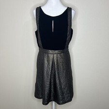 BCBGeneration Black & Metallic Gunmetal Shimmer Sleeveless Keyhole Dress Sz 8