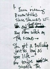 JIMI HENDRIX Handwritten Lyrics - 'Dolly Dagger' - Rock Star - preprint