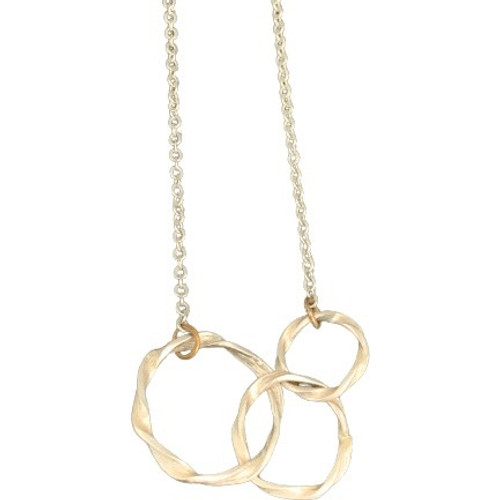 3 Circle Necklace  Interlocking Twisted Silver Ri… - image 1