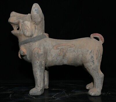 Ancienne sculpture chien 13,6" poterie chinoise culture Majiayao Fengshui 12 ventes exceptionnelles ans zodiaques