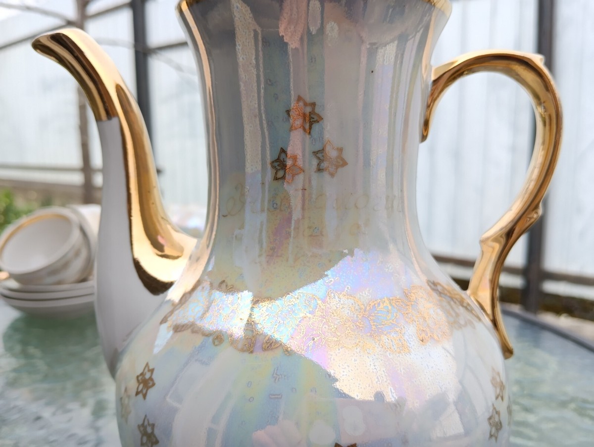 茶入れ  祖母懐（そぼかい）高さ約6.5cm ヴィンテージ Vintage Porcelain Tea set Mother of pearl for six people