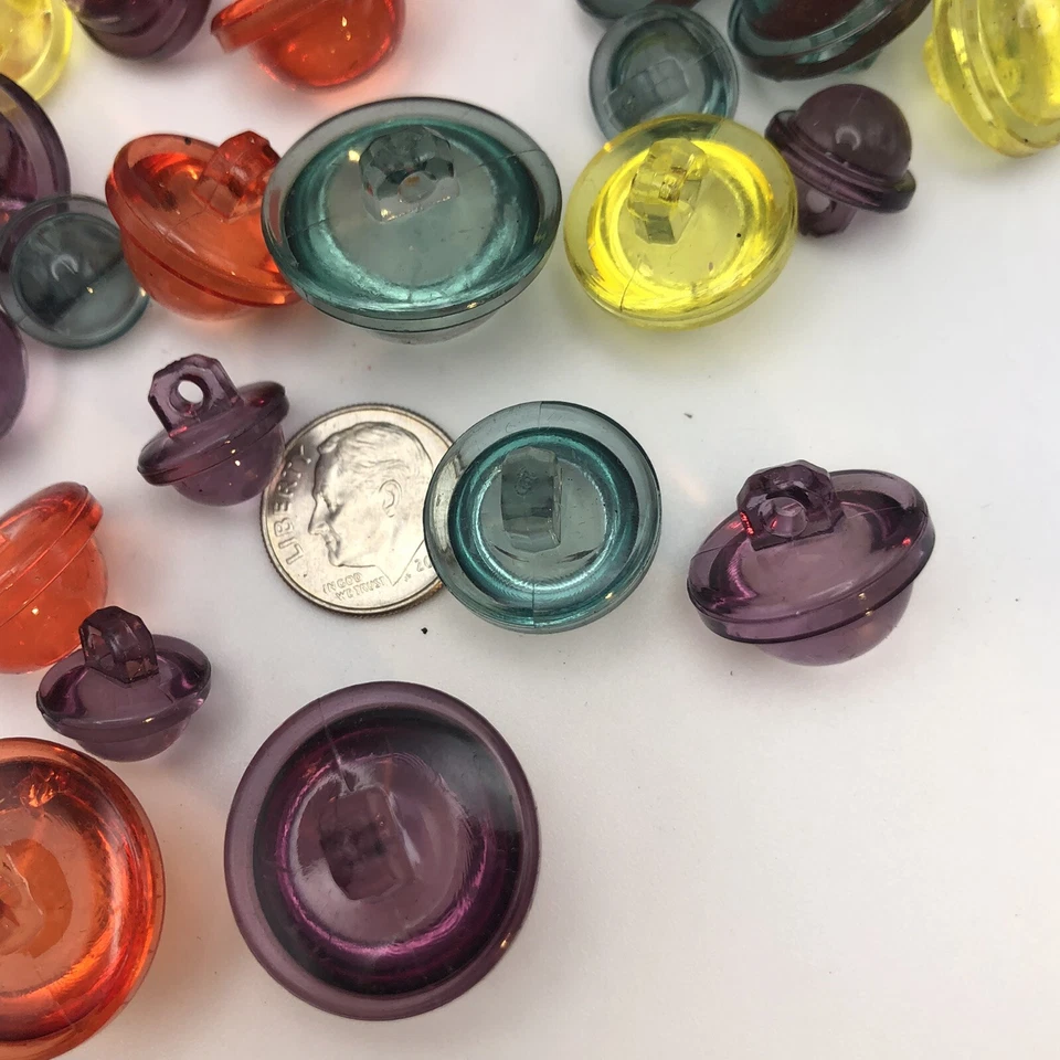 6 Ozs of Clear Multi-Colored Dome Shank Buttons 12-22mm Red Blue Yellow Purple - Image 4 of 4