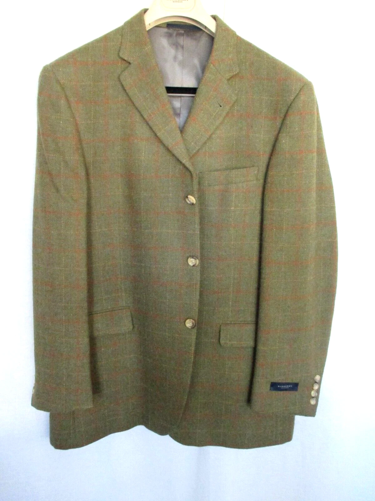 Blazer cappotto sportivo uomo Burberry London 44R marrone check alpaca e lana