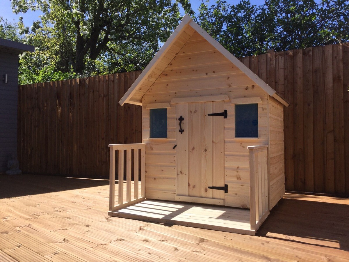Childrens Wooden Play House Wendy House With Veranda 6ft x 4ft
