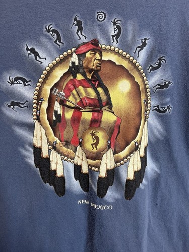 Vintage Native American Tribal Dance New Mexico T-Shirt Adult 2XL Blue