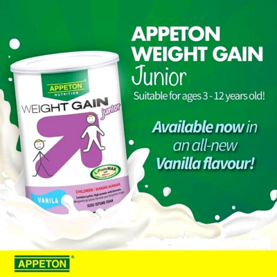 APPETON Weight Gain Junior Vanilla Increase Body Weight Energy 450 ORIGINAL