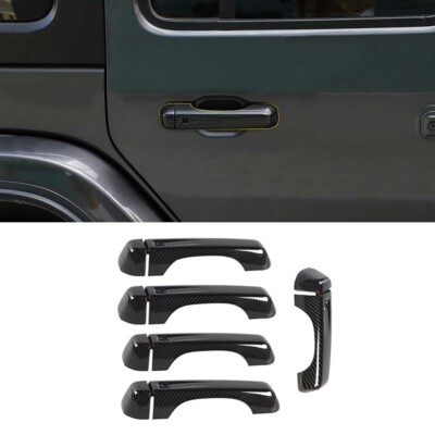 Carbon Fiber Tailgate & Door Handle Cover Trim Bezel For Jeep Wrangler JL 2018+