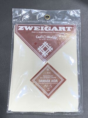 Zweigart 14ct 14'' X 18'' Cross Stitch Damask Aida New In Sealed Pack Switzerland