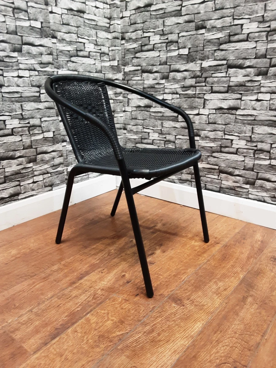 Black Rattan Outdoor Indoor Dining Side Chair Bar Bistro CafePub Restaurant